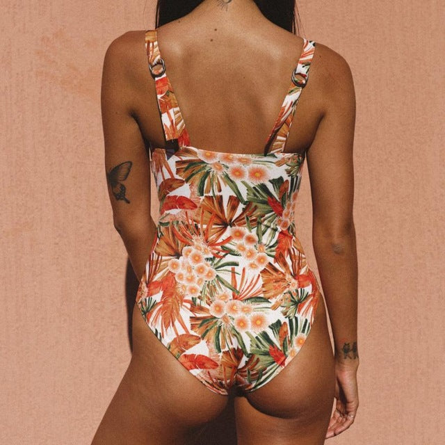 Fashion One Piece Swimsuit Sexy Print Floral Print French Style Vacation Bathing  Suit Womens Fashion Swimwear, Shop The Latest Trends