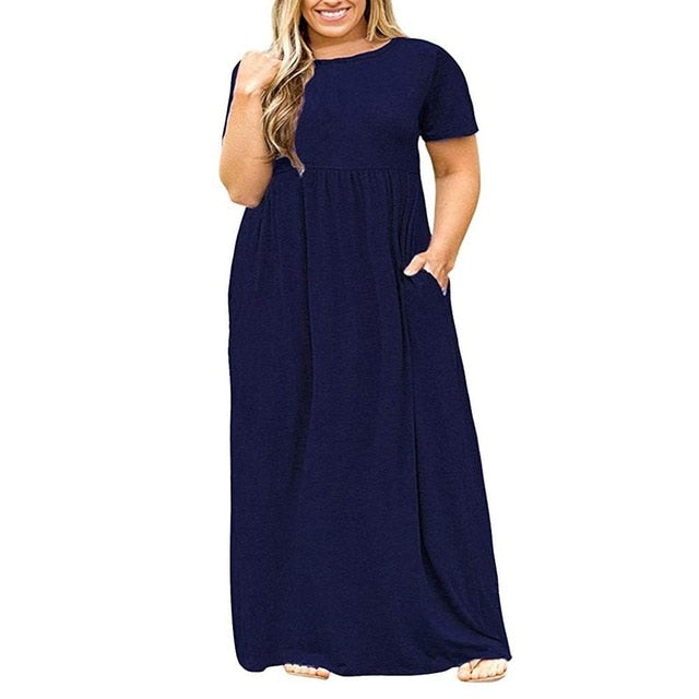 Women's Modest Maxi Dress with Short Sleeves Plus Sizes Available – Jen  Clothing