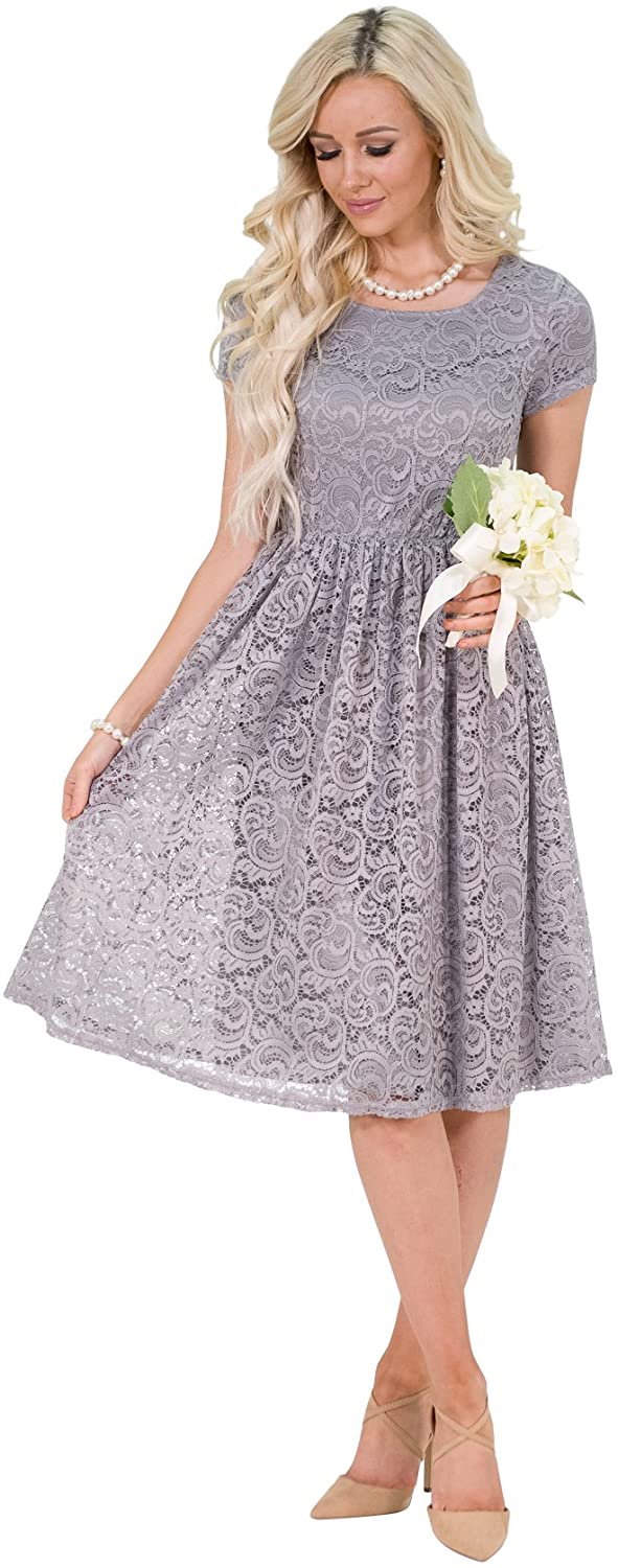 Jenna Modest Lace Dress or Bridesmaid Dress - Modest Semi-Formal Dress ...