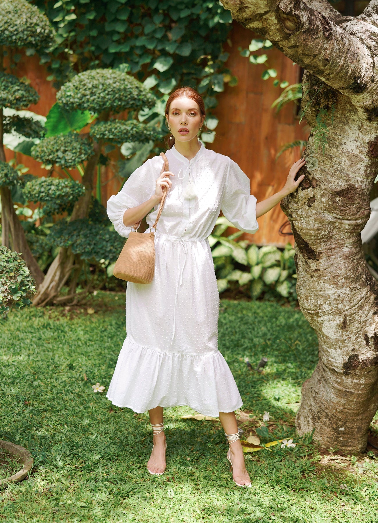 MADELEINE Prairie Midi Dress in White, Modest Dresses – Jen Clothing