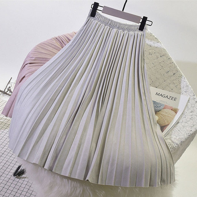 Modest Skirt - Long Solid Pleated Velvet Suede Skirt Midi Skirt – Jen ...